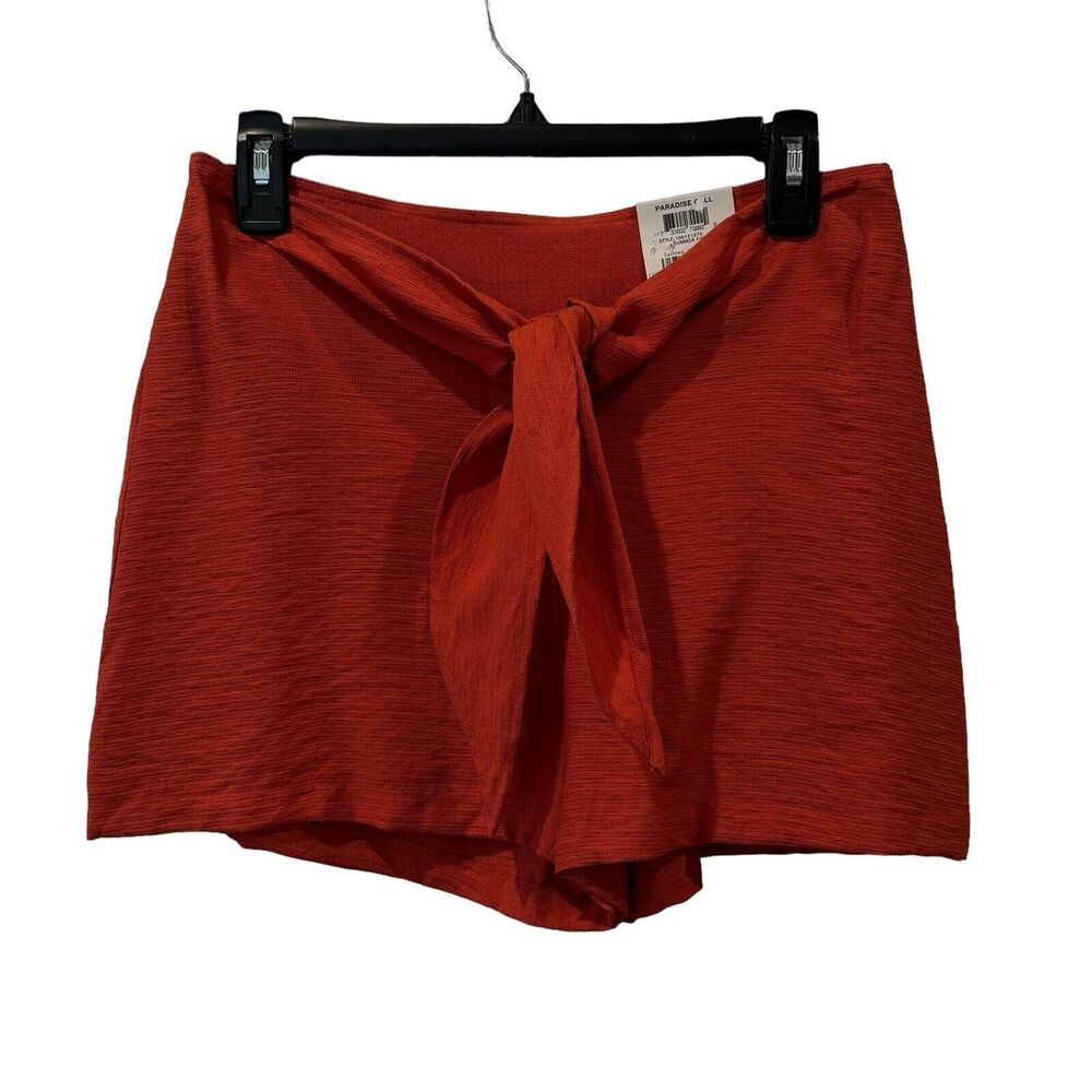 INC SZ 6 Shorts Tie-Front Side Zipper Lightweight Summer Fig Orange New